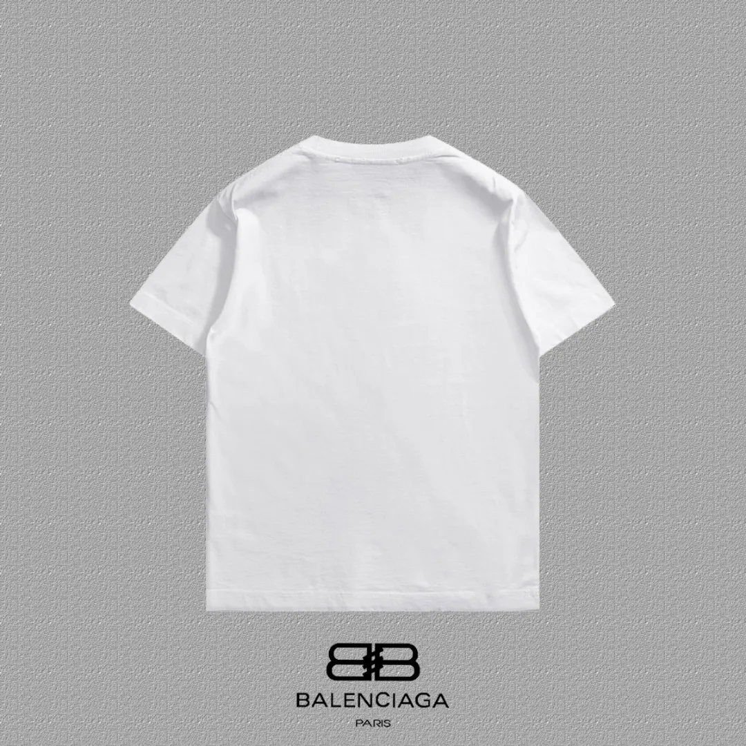 P100✨🔥 [balenciaga] 2026FW short-sleeved T-shirt Premium 26s double yarn 300g fabric, washed with Ma Liang distressed process Color: washed black, washed white, washed Khaki Size: S M L XL 2XL
